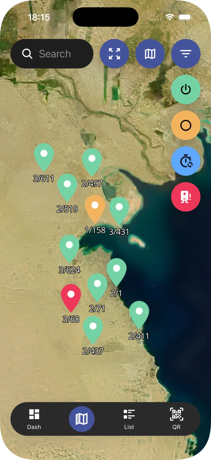 remoteCP mobile map monitoring view