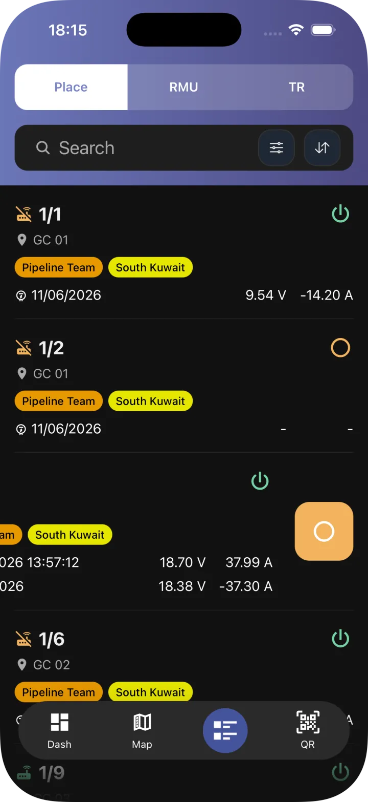 remoteCP mobile place list view